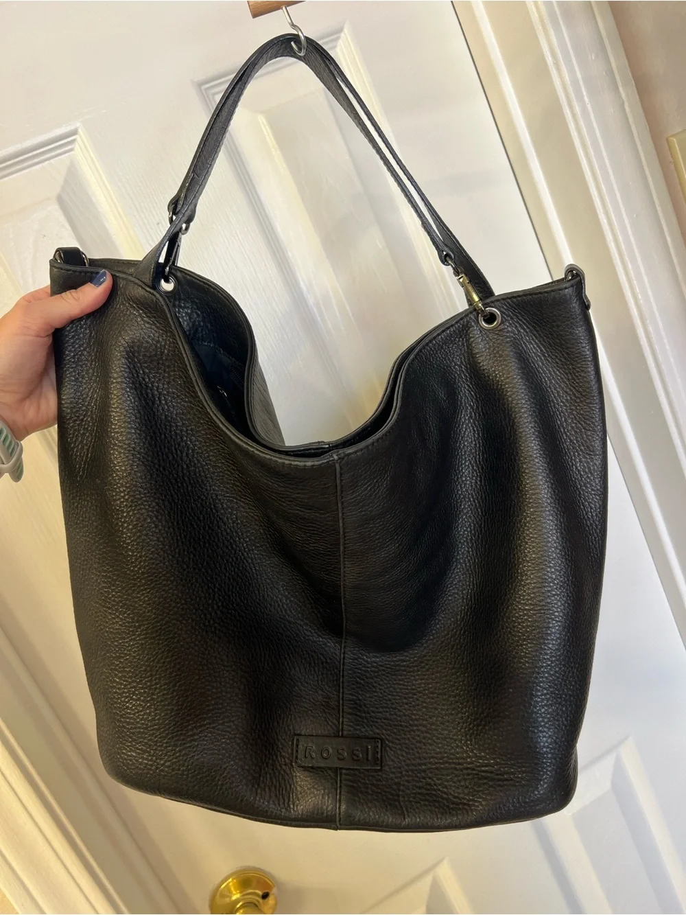 Black Pebble Leather Hobo Bag
